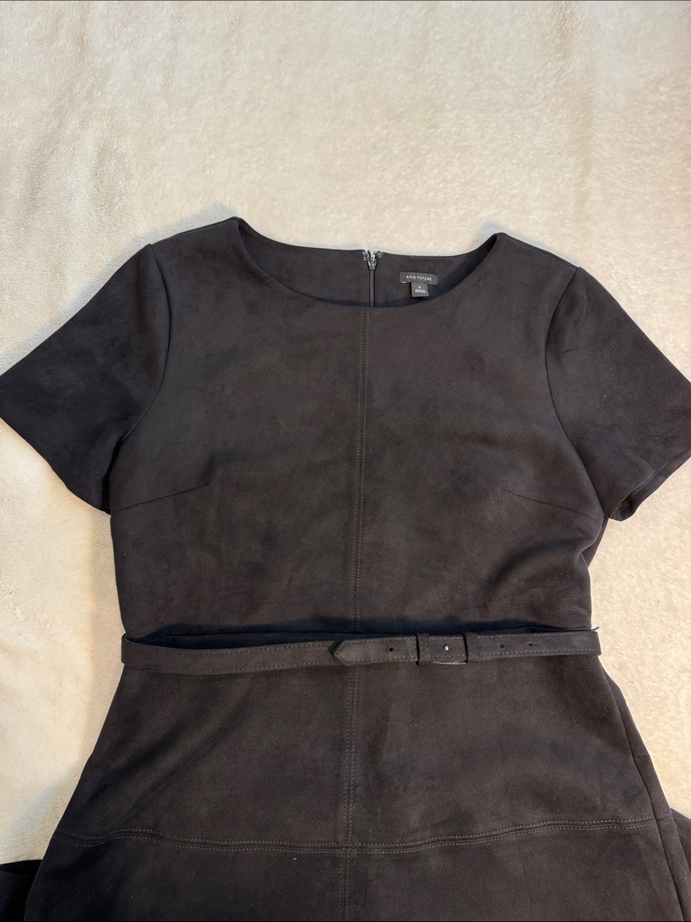 Ann Taylor black short sleeved dress with belt. 12.